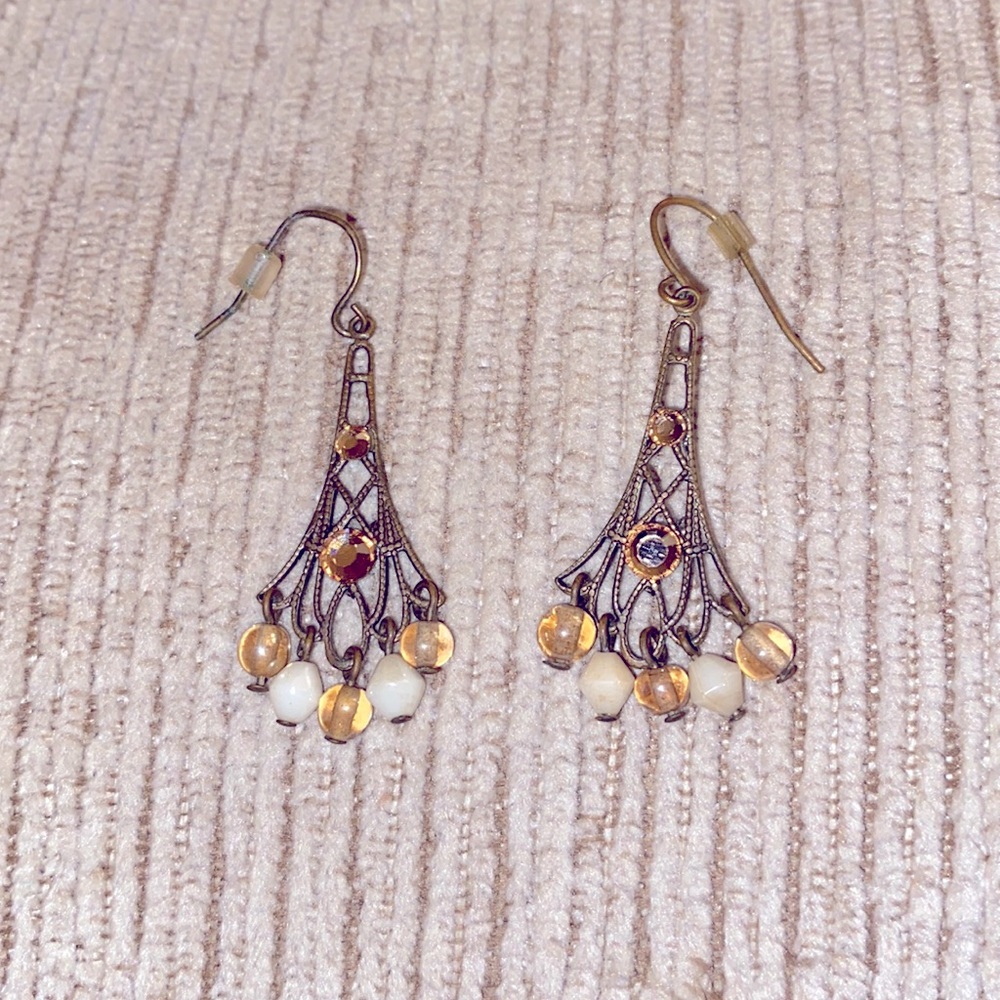 Bronze and Cream antiqued earrings.